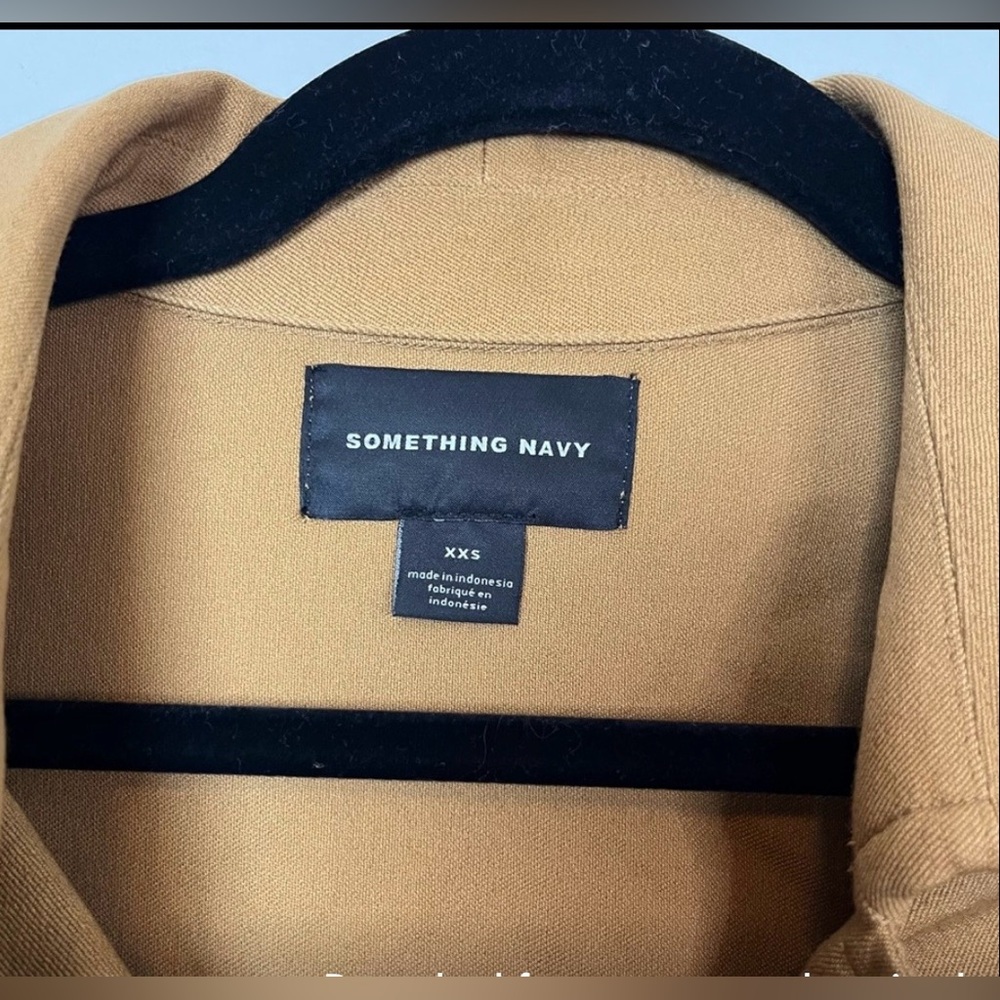 Something Navy Camel Tan Easy Oversize Trench Coat Size XXS Women - Picture 3 of 7